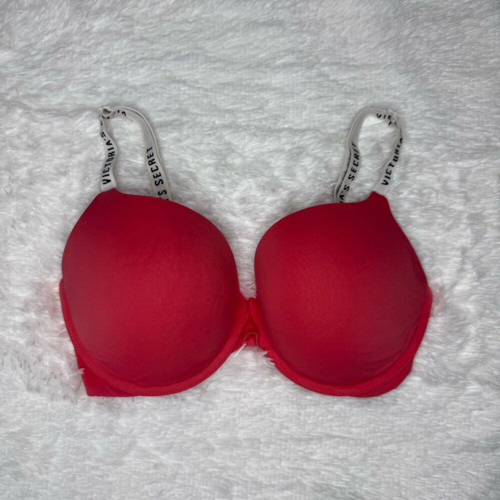 Victoria's Secret Womens 34 DDD Red T-Shirt Full Coverage Push Up Bra